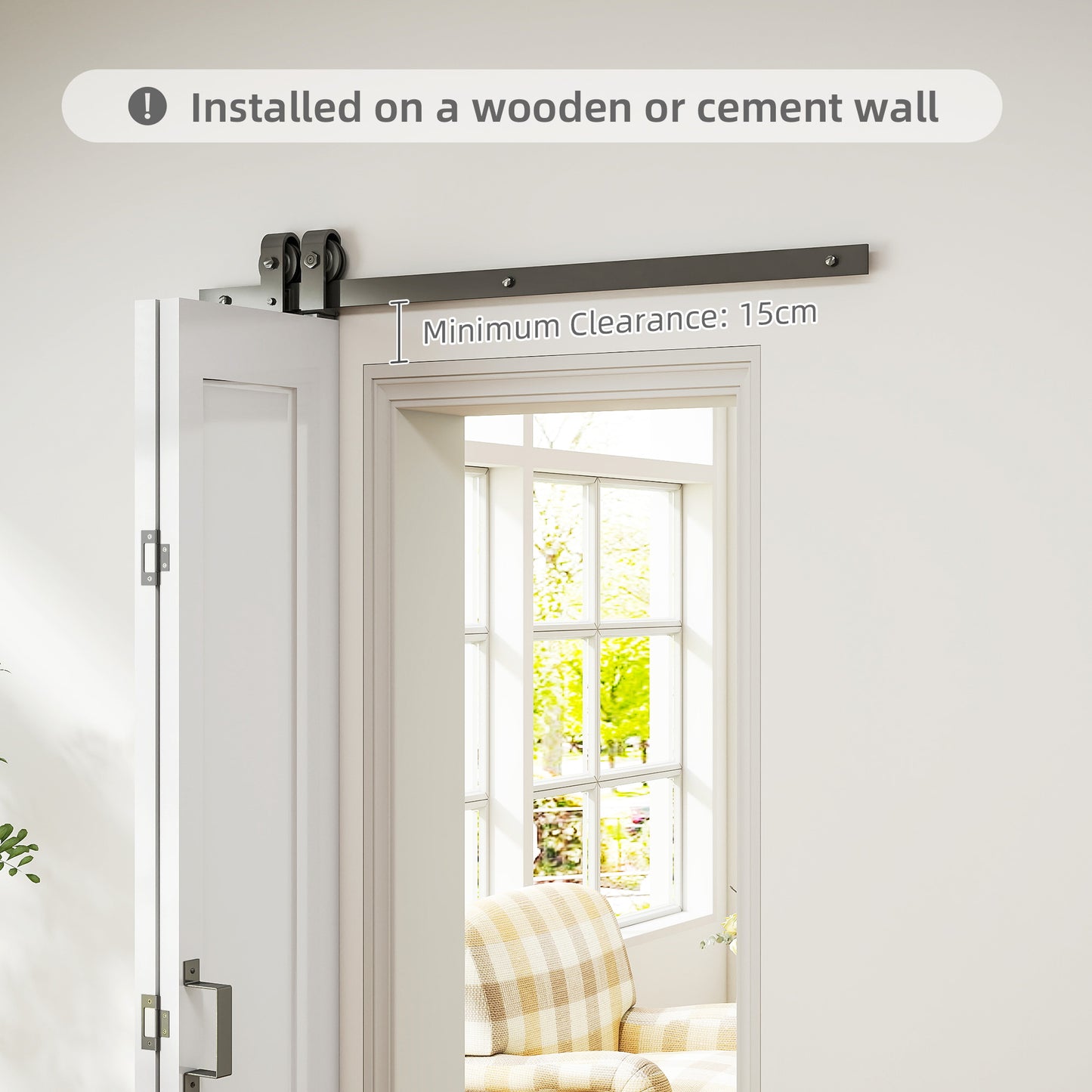 HOMCOM Slide Door, 70cm Modern Sliding Door Set Kit with Steel Rail, White