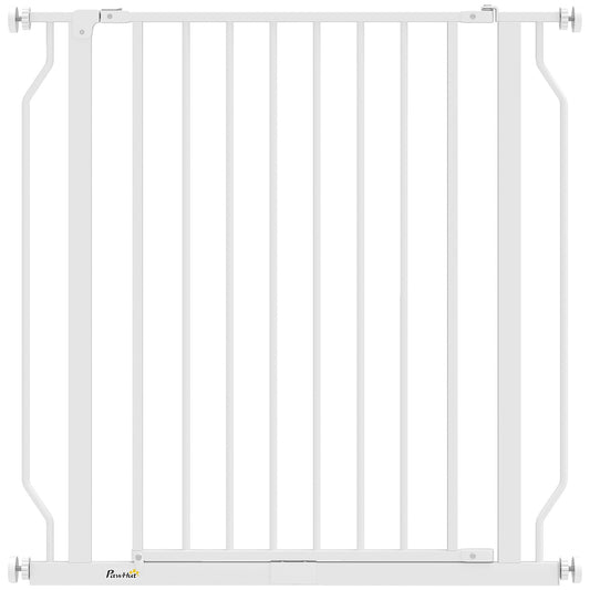 PawHut Extra Wide Dog Gate, with Door Pressure, for Doorways, Hallways, Staircases - White