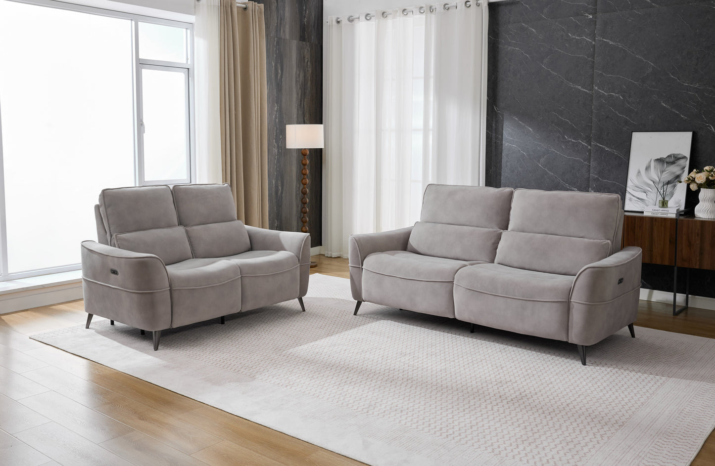 Kensley 2 Seater Sofa Grey (Power Recliner)