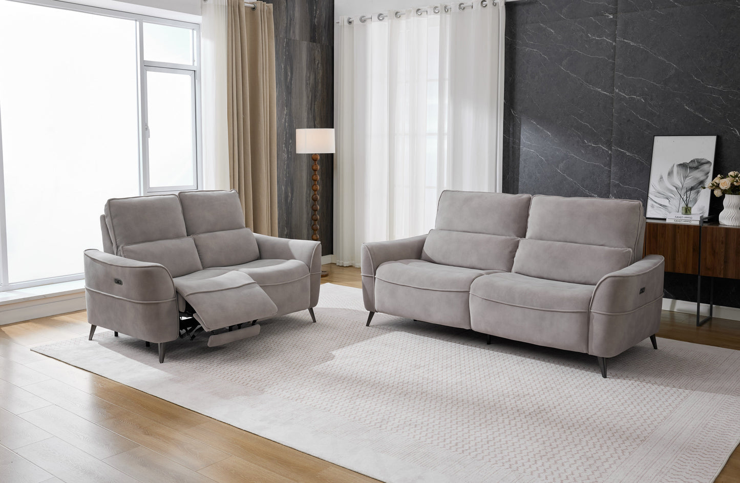 Kensley 2 Seater Sofa Grey (Power Recliner)