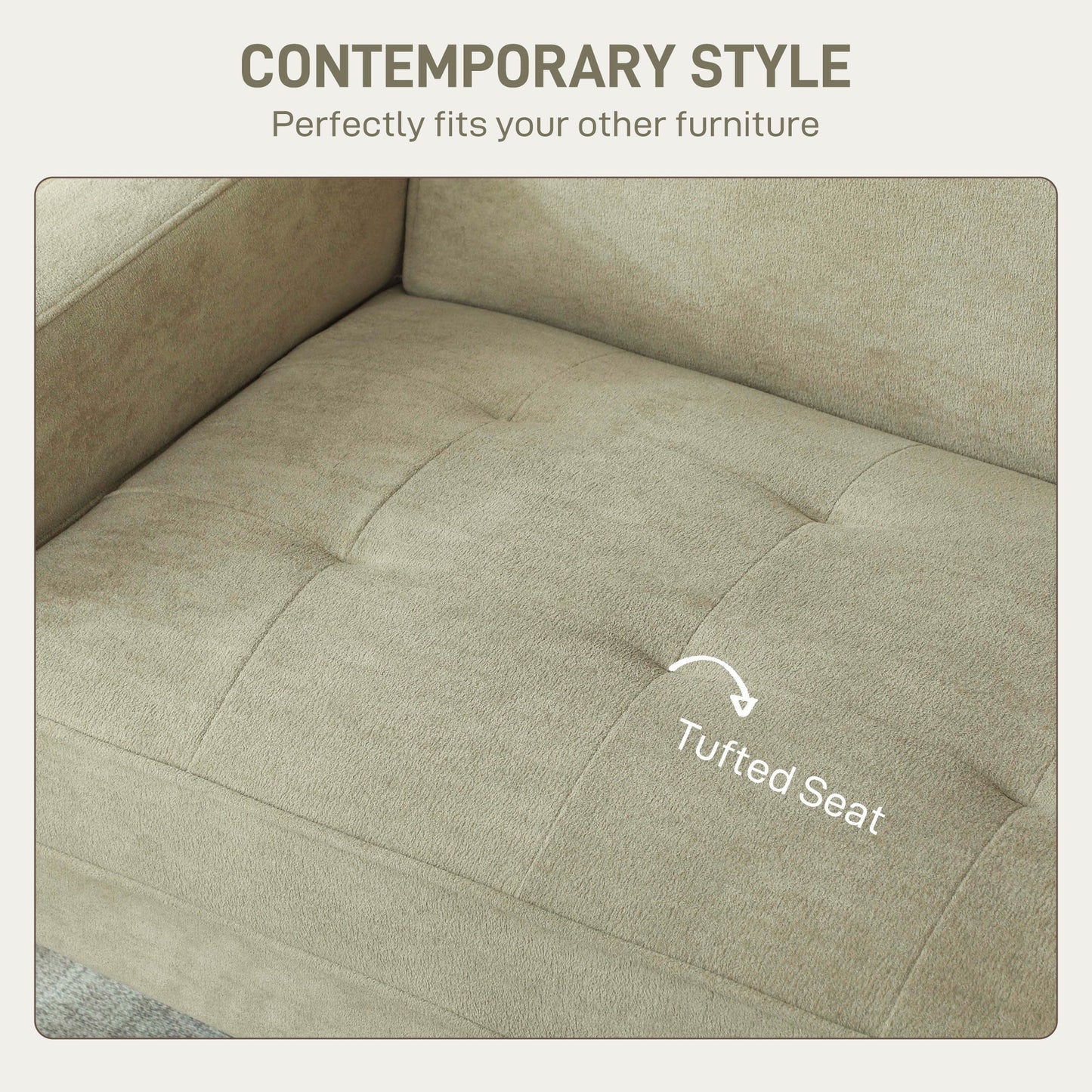 HOMCOM Two-Seater Velvet-Feel Sofa - Beige