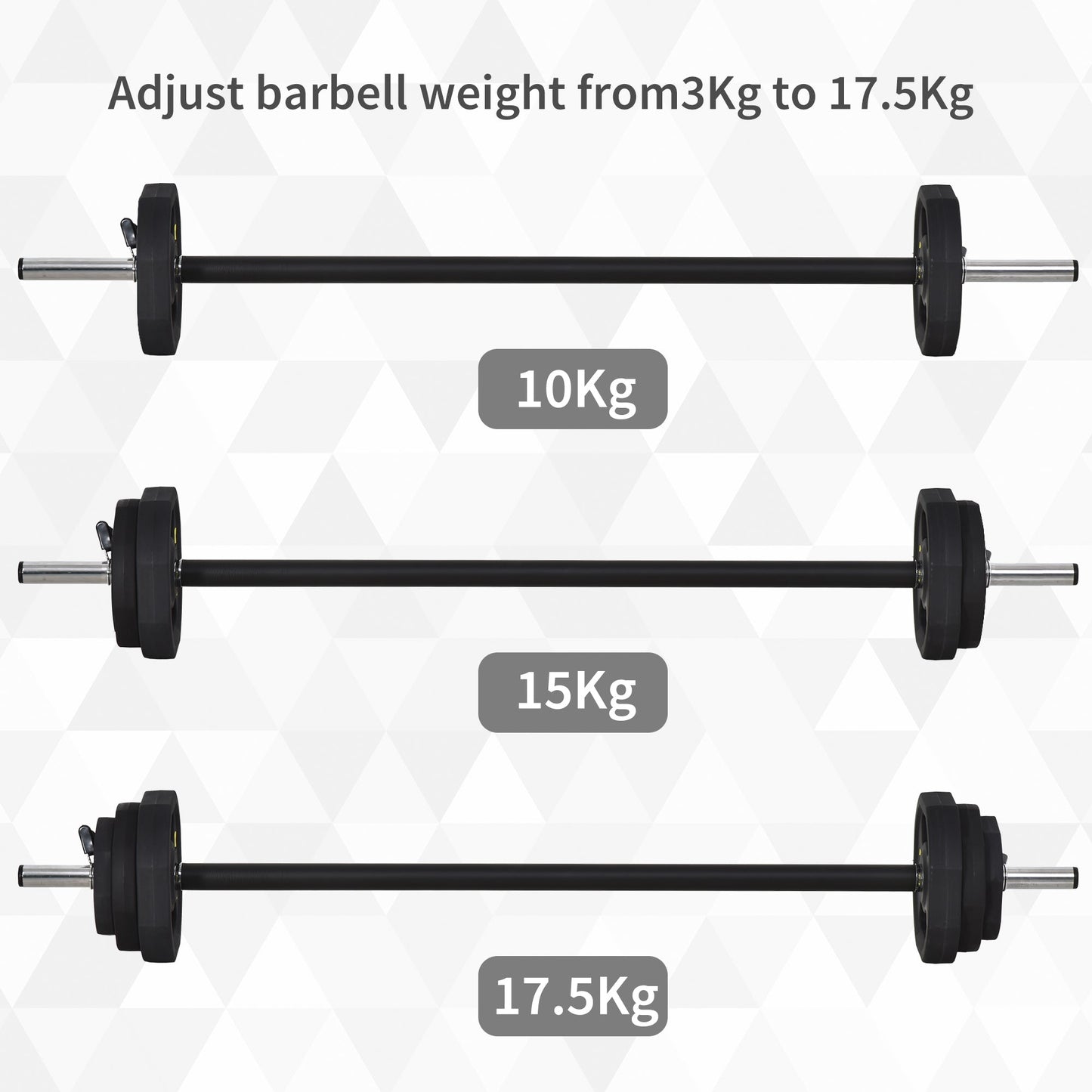 HOMCOM 20kg Adjustable Barbell Set Plate Bar Clamp Rod Home Gym Sports Area Exercise Ergonomic Black