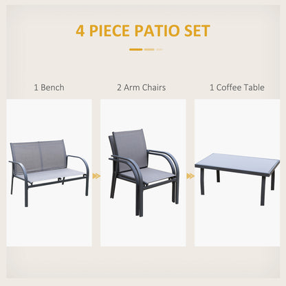 Outsunny Czteroczęściowy Minimalistyczny Zestaw Ogrodowy Patio - Szary