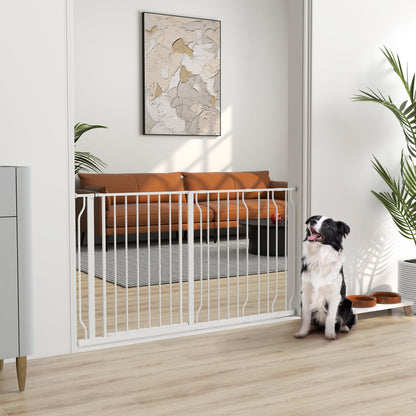 PawHut Extra Wide Dog Safety Gate, with Door Pressure, for Doorways, Hallways, Staircases - White