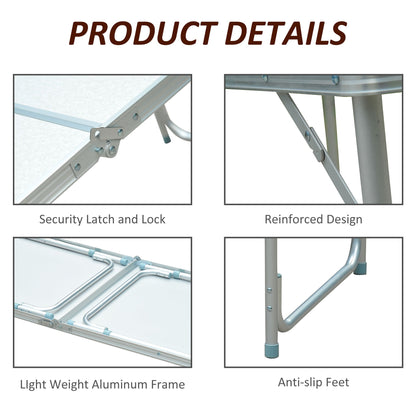 Outsunny Portable Outdoor Garden Aluminium Portable Folding Camping Picnic Party Field Kitchen BBQ Table