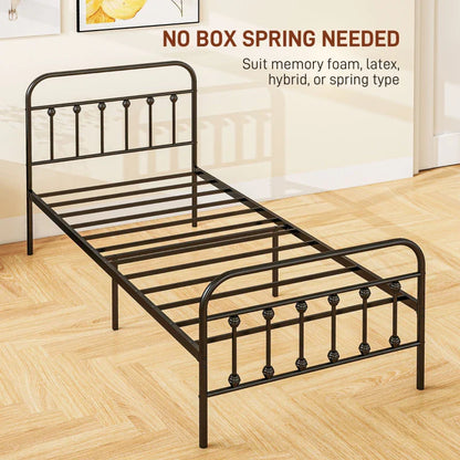 HOMCOM Single Minimalistic Metal Bed Frame - Black