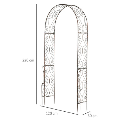 Outsunny Metal Garden Arch Trellis, Decorative Arbour Archway for Walkway Path Ceremony Wedding Party, 120 x 30 x 226cm