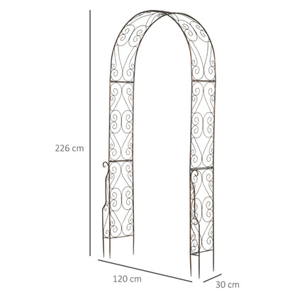 Outsunny Metal Decorative Garden Rose Arch Arbour Trellis for Climbing Plants Support Archway Wedding Gate 120L x 30W x 226H (cm)