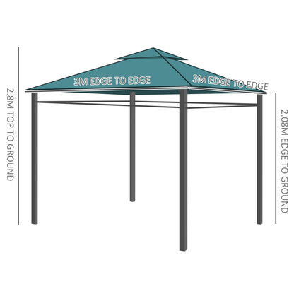 Outsunny 3(m) x 3(m) Metal Garden Gazebo Marquee Party Tent Patio Canopy Pavilion + Sidewalls - Green