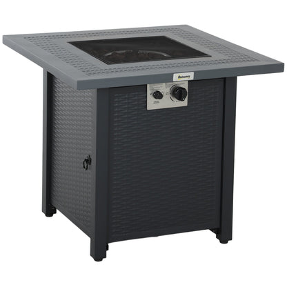 Outsunny 71 x 71cm 40000 BTU Gas Firepit Table - Black/Dark Grey