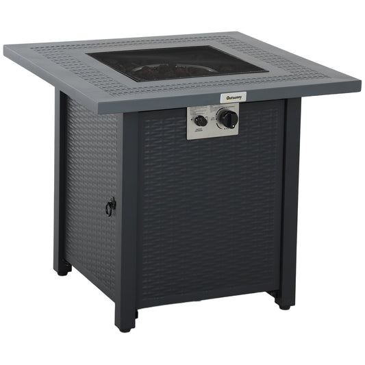 Stół z paleniskiem gazowym Outsunny 71 x 71 cm 40000 BTU - czarny/ciemnoszary