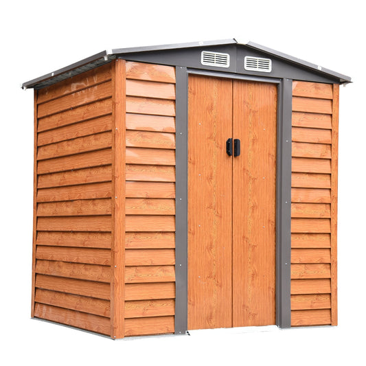 Outsunny 6 x 5 ft Garden Storage Shed Apex Store for Gardening Tool with Foundation and Ventilation, Brown