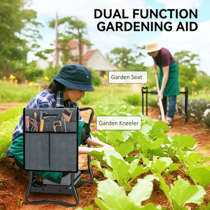 Outsunny Steel Frame Padded Garden Kneeler, with Tool Bag - Grey