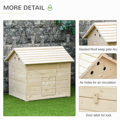 PawHut Wooden Duck House Poultry Coop for 2-4 Ducks with Openable Roof Raised Feet Air holes Natural