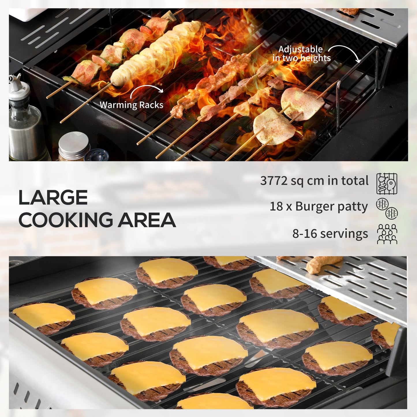 Outsunny Dual Fuel BBQ Grill - Czarny