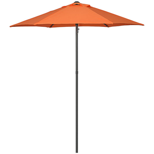Outsunny 2m Parasol ogrodowy, zewnętrzny parasol przeciwsłoneczny z 6 wytrzymałymi żebrami na balkon, ławkę, ogród, pomarańczowy
