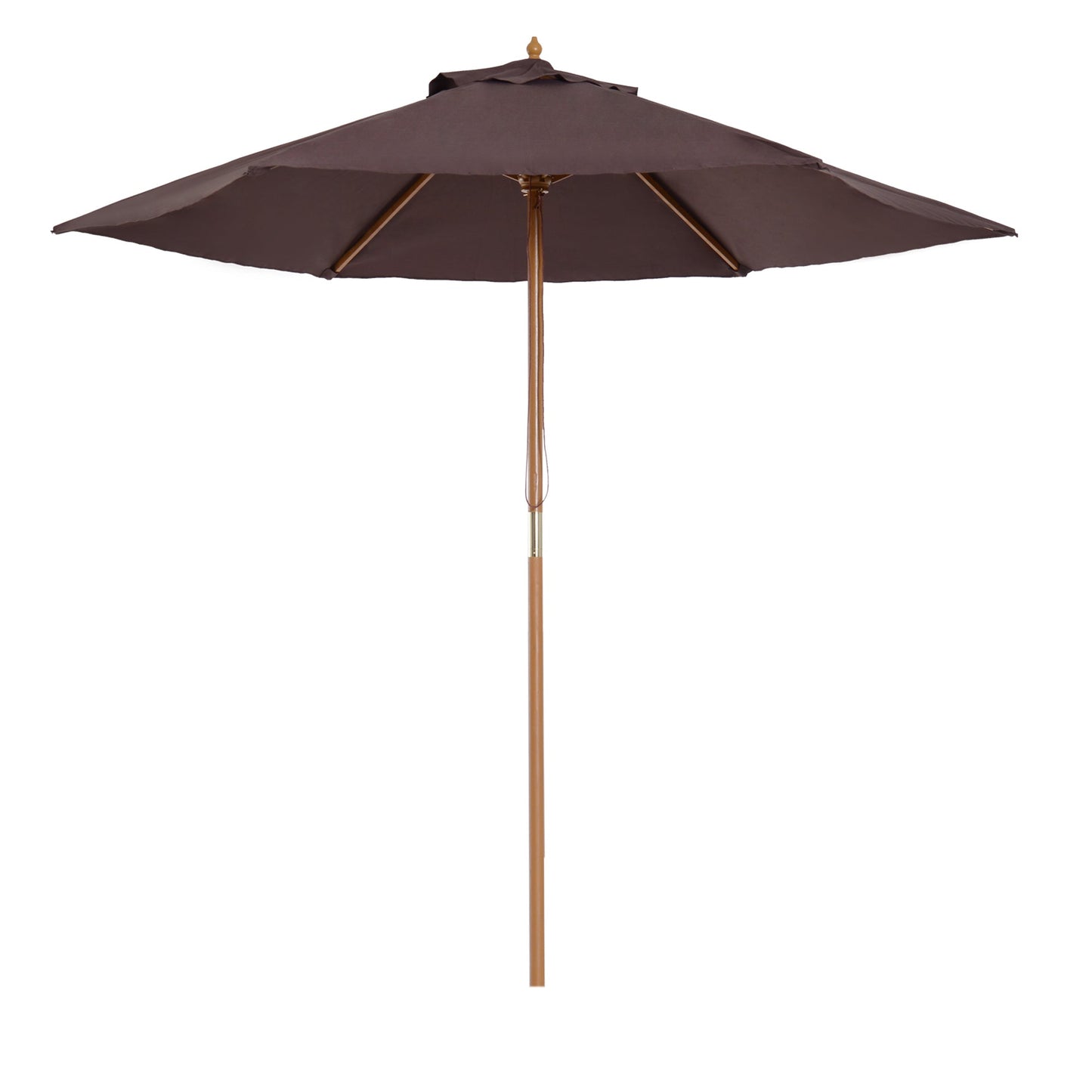 Outsunny 2.5m Wood Wooden Garden Parasol Sun Shade Patio Outdoor Umbrella Canopy -Coffee