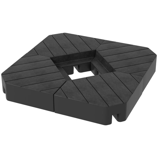Outsunny Umbrella Weights for Cantilever Parasols, Set of 4 Heavy Duty Parasol Base Stand Weights, 80kg Sand or 60kg Water Filled, Black