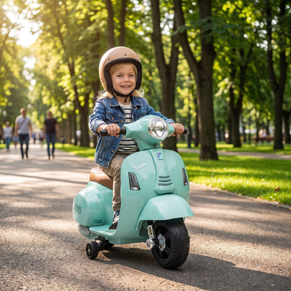 HOMCOM Vespa Licensed 6V Kids Electric Motorbike Ride On Motorcycle Battery Powered for 18-36 Months with Horn, Green