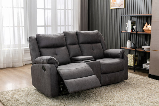 Cavsey 2 Seater Sofa with Console Grey (Recliner)