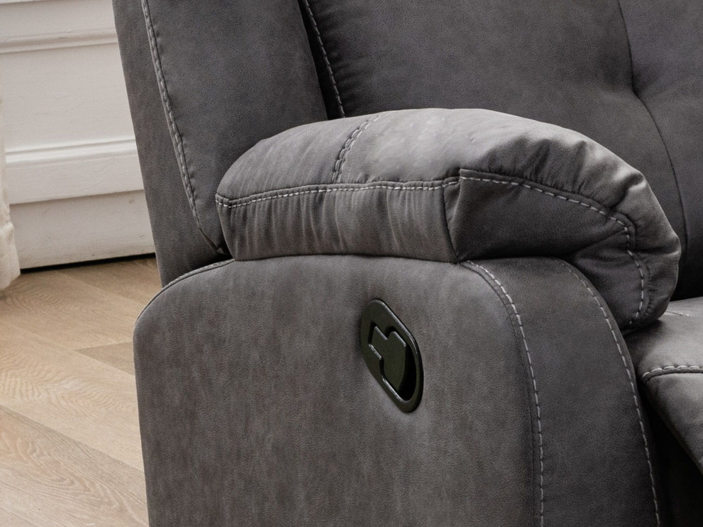 Cavsey 2 Seater Sofa with Console Grey (Recliner)