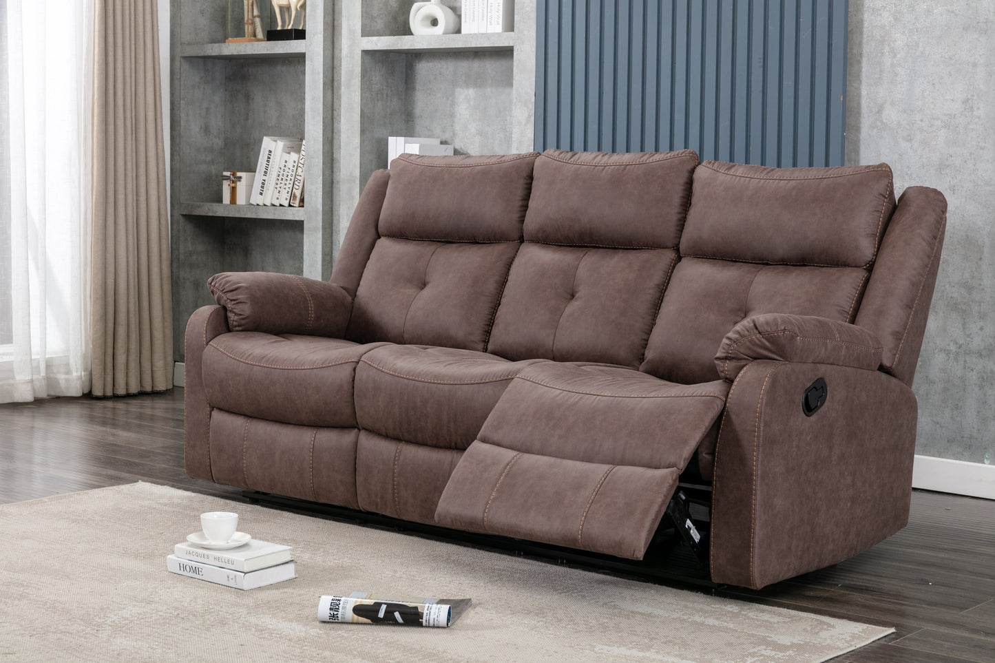Cavsey 2 Seater Sofa with Console Chestnut Brown (Recliner)