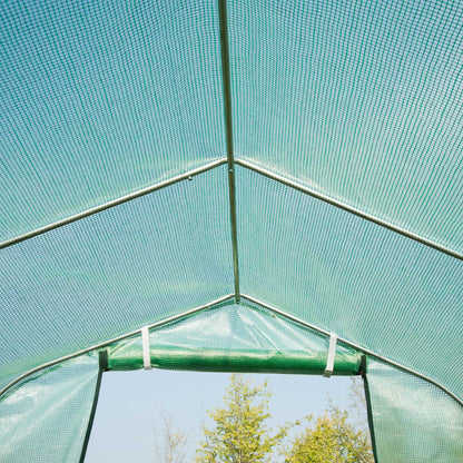 Outsunny Walk في Polytunnel Greenhouse مع نوافذ وباب للحديقة والفناء الخلفي (3 × 2 م)