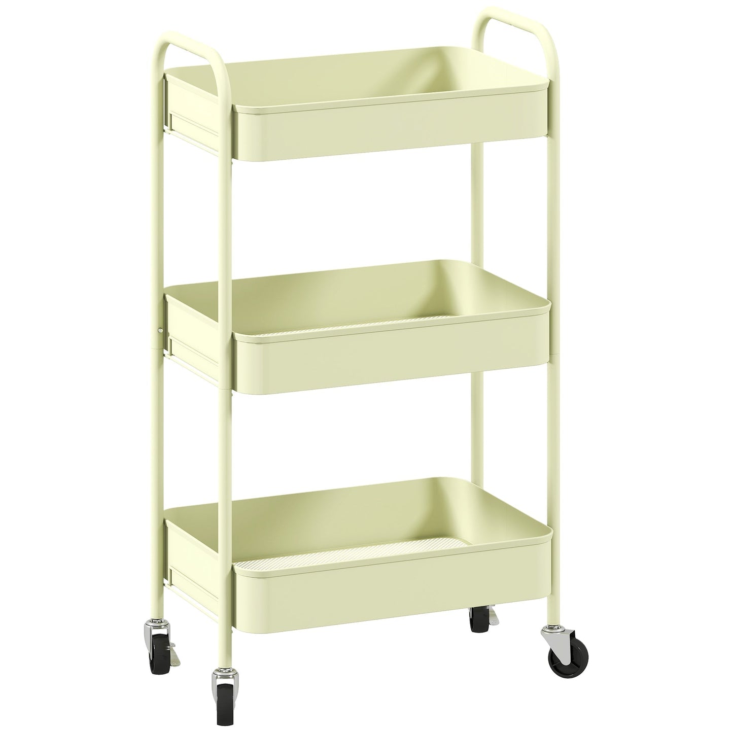 HOMCOM Three-Tier Steel Storage Trolley - Green
