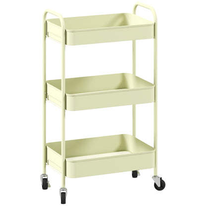 HOMCOM Three-Tier Steel Storage Trolley - Green