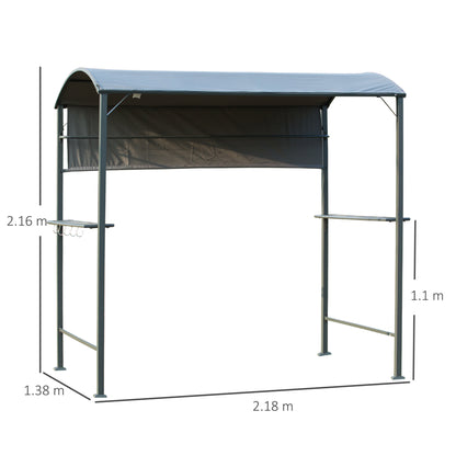 Altana grillowa Outsunny 2,2 x 1,4 m, zadaszenie do grilla zewnętrznego z półkami, wieszakami i metalową ramą, do ogrodu i na patio