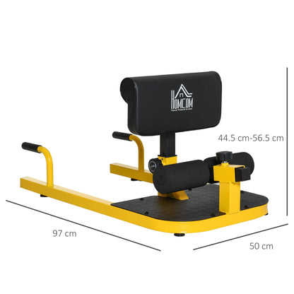 3-in-1 Padded Push Up Sit Up Deep Sissy Squat Machine Home Gym Work Out Leg Fitness Equipment, Yellow