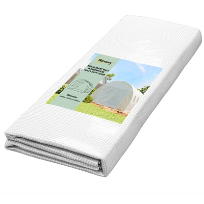 Outsunny 4 x 3 x 2m Polytunnel Greenhouse Replacement Cover ONLY Winter Garden Plant PE Cover for Tunnel Walk-in Greenhouse with Roll-up Windows Door Outdoor, White