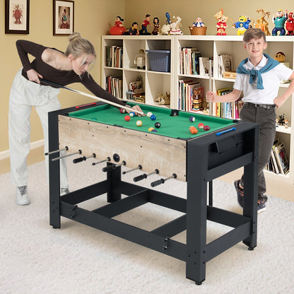 2-in-1 Swivel Multi Game Table 122 cm Foosball and Pool Combo Table-Black