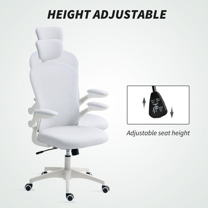 Vinsetto Multi-Adjustable Office Chair, with Lumbar Support, Headrest and Mesh Back - White