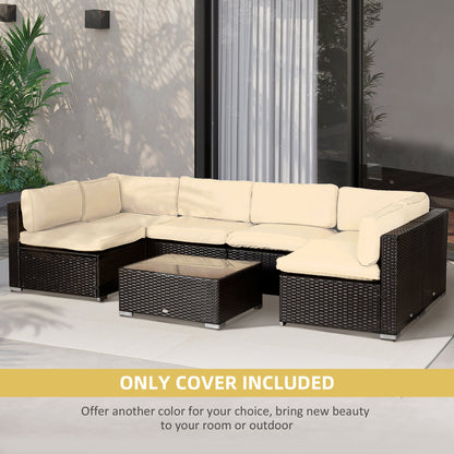 Outsunny Garden Rattan Sofa Cushion Polyester Cover Replacement Outdoor- No Cushion Included Beige