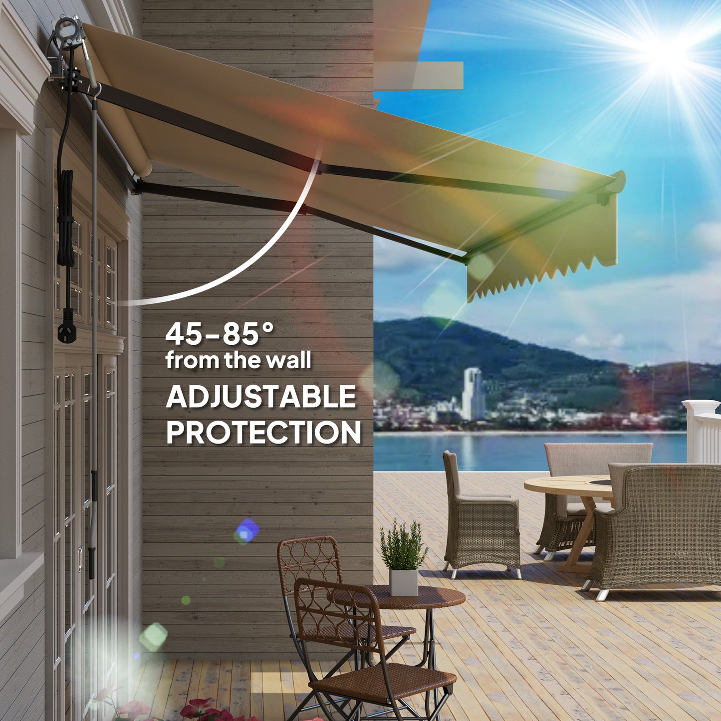 Markiza Outsunny 3,5 x 3m elektryczna/ręczna z pilotem - beżowa