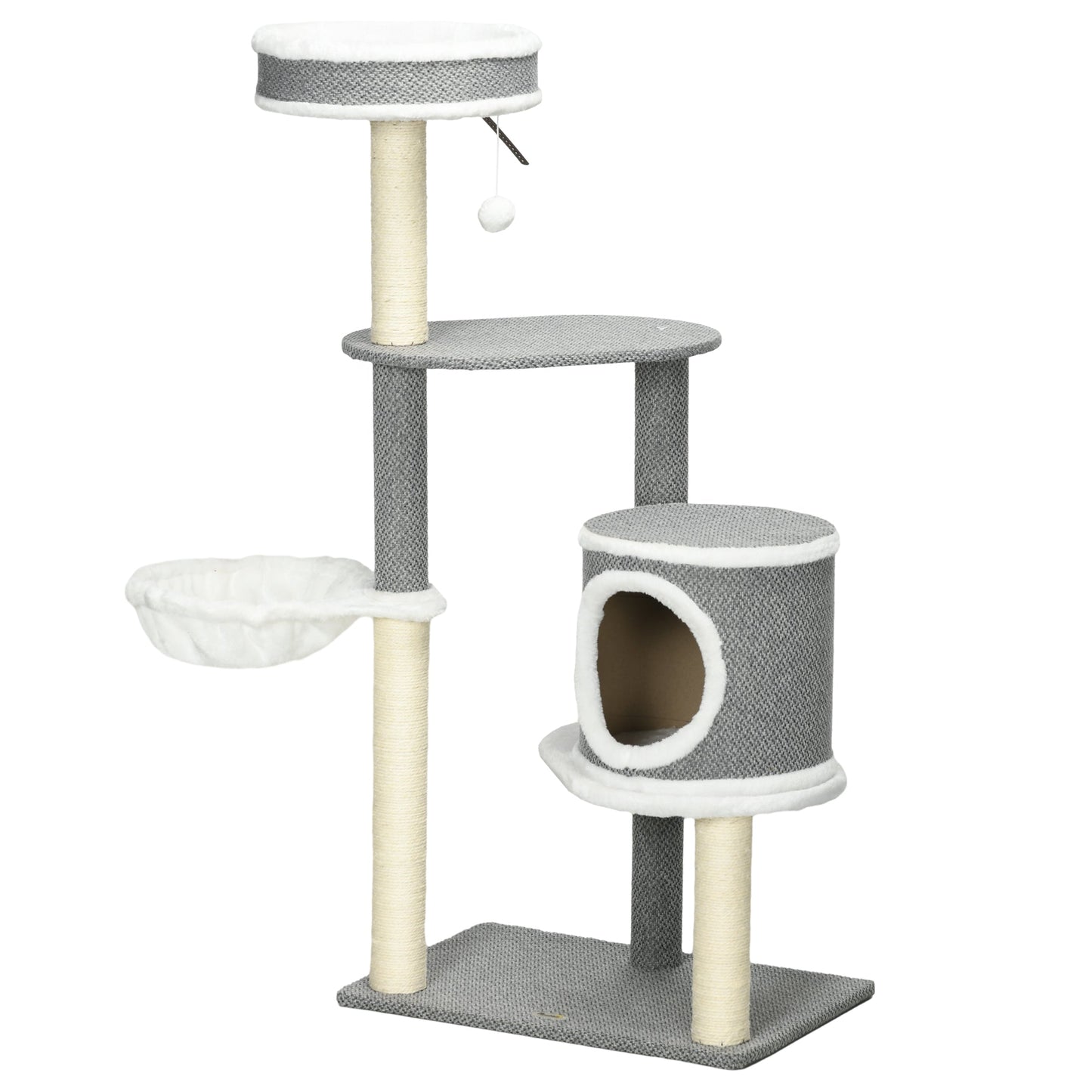 PawHut Cat Tree for Indoor Cats, Cat Tower with Scratching Posts, Multi-level Kitten Climbing Tower, 124cm