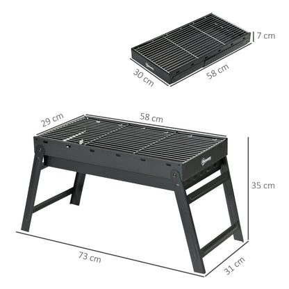 Outsunny Foldable Charcoal Grill - Black