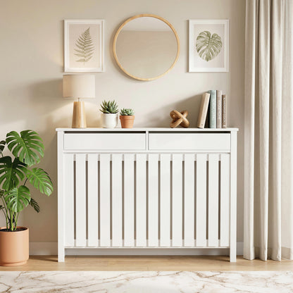 HOMCOM 93 x 119cm Rustic-Look Radiator Cover - White