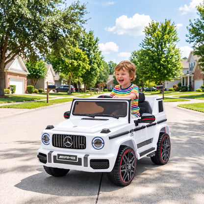 AIYAPLAY Licensed Mercedes-AMG G63 12V Kids Ride on Car with Remote Dual Motors Rear Suspension Slow Start for 3-6 Years, White