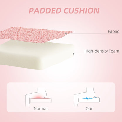 HOMCOM Armless Heart Computer Desk Chair, Teddy Fleece Swivel Office Chair, Makeup Vanity Chair with Height Adjustable, Wheels, for Home Study Bedroom, Pink