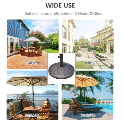 14kg Round Garden Parasol Base Holder Decorative Resin Market Umbrella Stand with Adjustable Coupler, Bronze