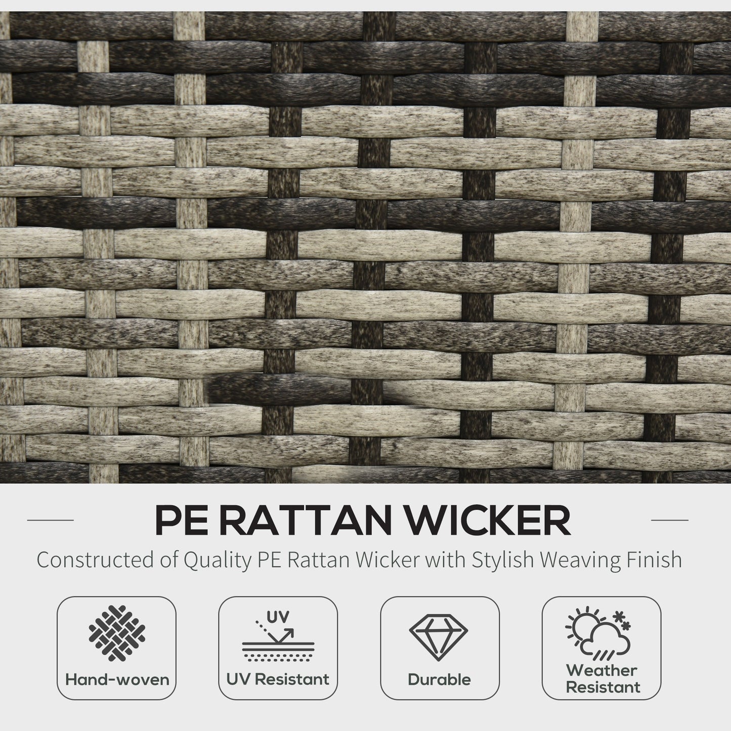 Outsunny Rattan Garden Sofa Set, 4-Seater Wicker Sectional for Garden, Grey