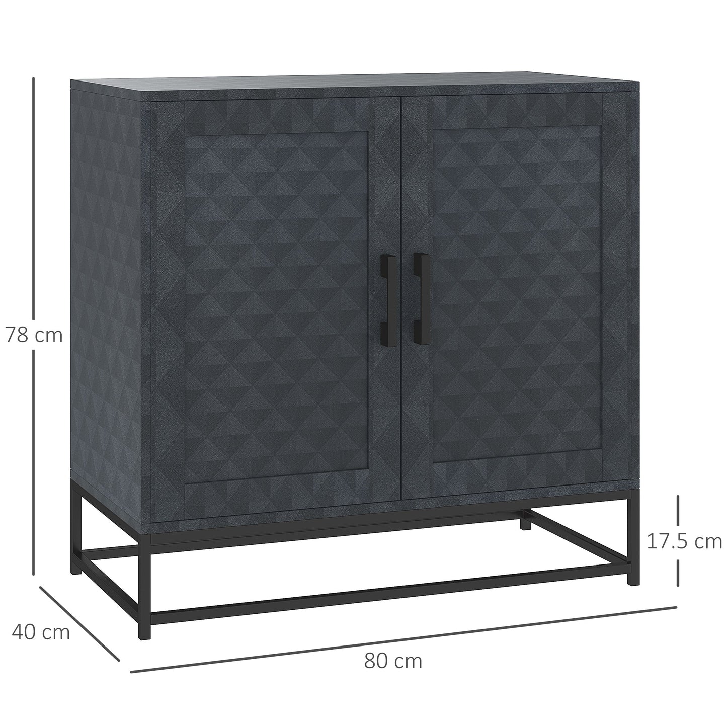 HOMCOM Modern Sideboard, Freestanding Sideboard Storage Cabinet with Adjustable Shelf and 2 Doors for Living Room, Black