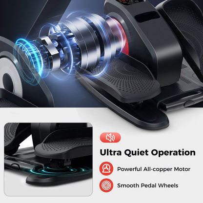 Under Desk Elliptical Machine with Display Screen and Remote Control-Red