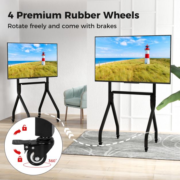 Height Adjustable Floor TV Stand with AV Shelf