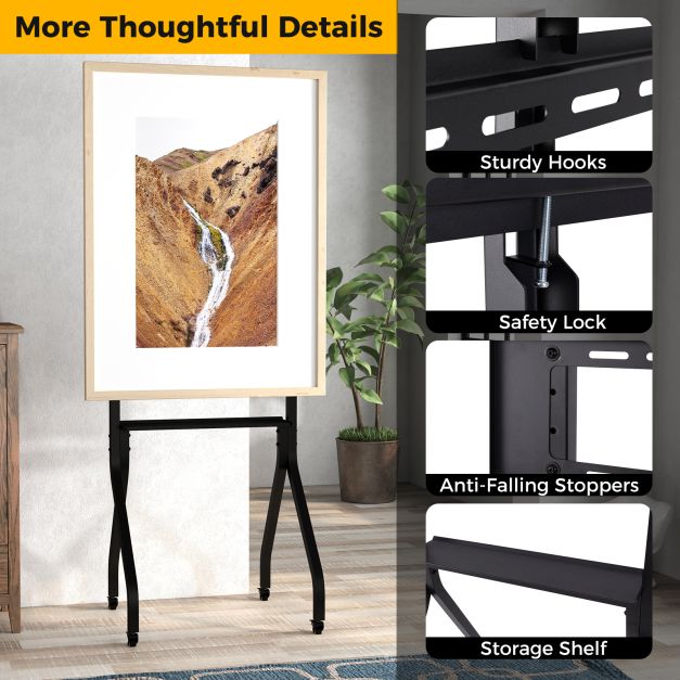 Height Adjustable Floor TV Stand with AV Shelf