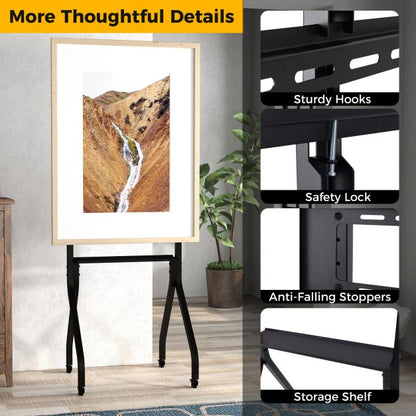 Height Adjustable Floor TV Stand with AV Shelf