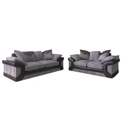 Dino Jumbo Cord Black and Grey Sofa Set