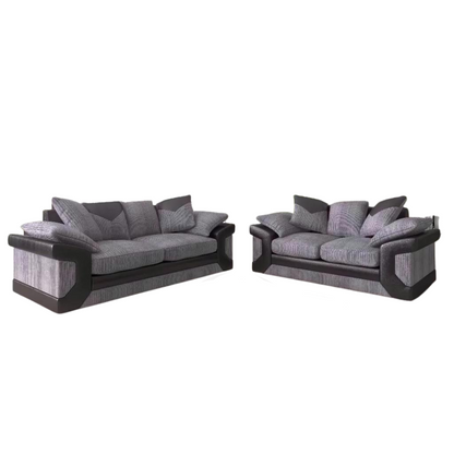 Dino Jumbo Cord Brown and Beige Sofa Set